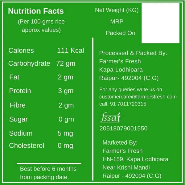 Vishnu Bhog Rice Nutrition Value
